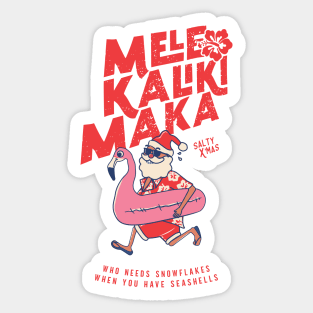 Mele Kalikimaka Funny Santa Flamingo Christmas Getaways Sticker